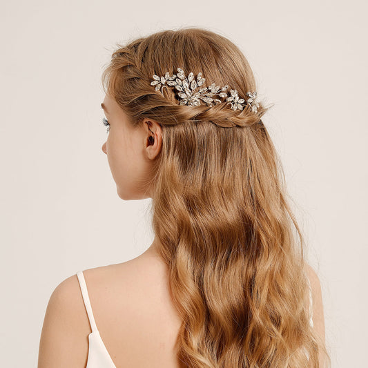 Crystal Rhinestone Flower Hair Clip Comb