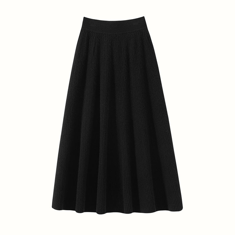 New autumn and winter cashmere skirt women's knitted warm umbrella skirt