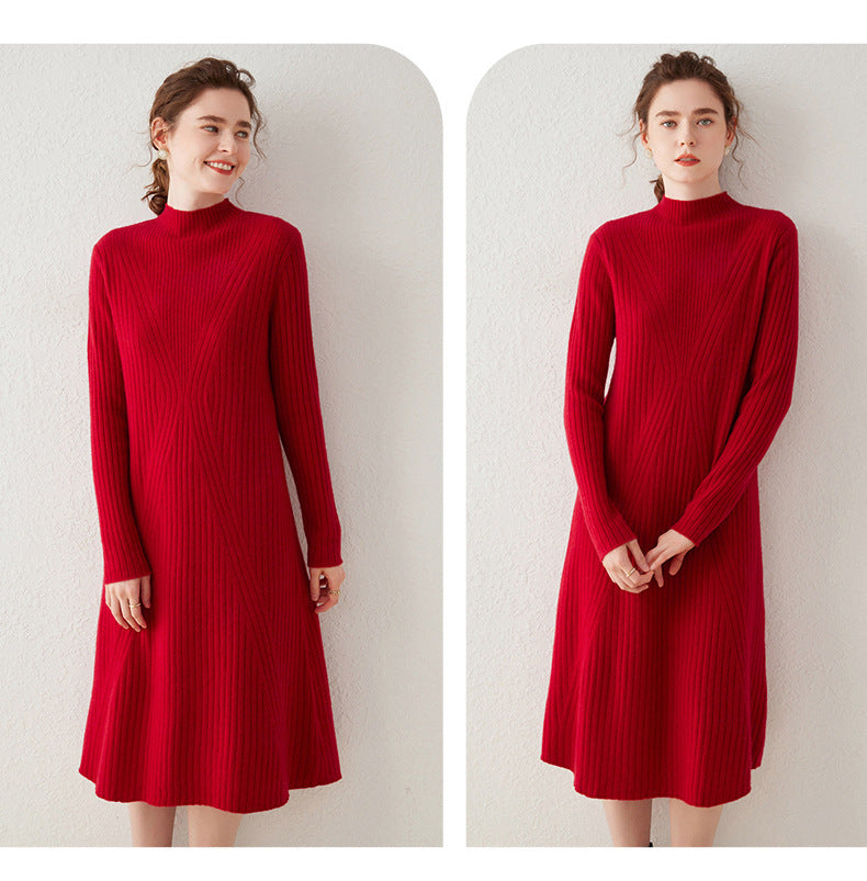 New autumn and winter cashmere dress