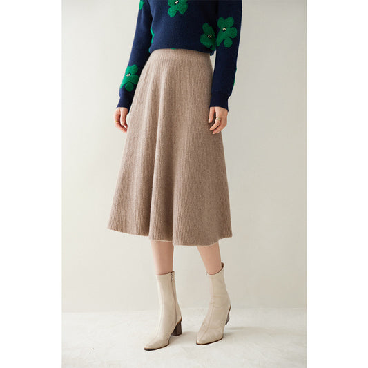 New autumn and winter cashmere skirt women's knitted warm umbrella skirt