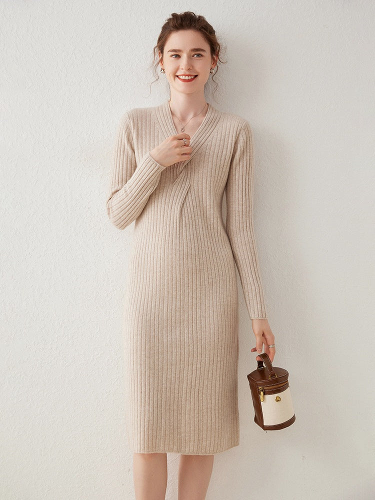 New autumn and winter women's cashmere sweater bottoming skirt