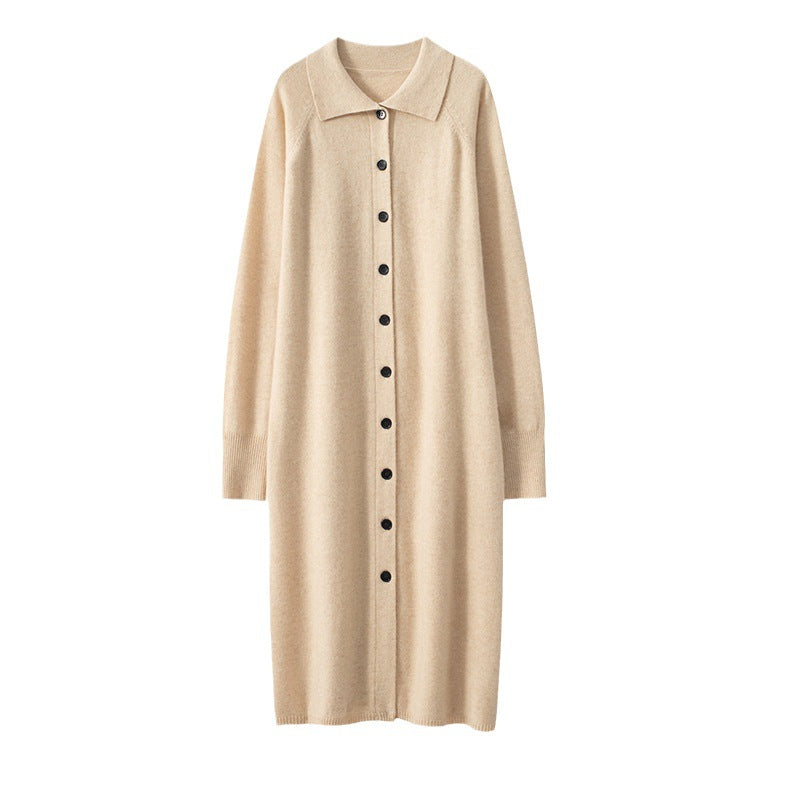 New autumn and winter loose POLO collar sweater dress