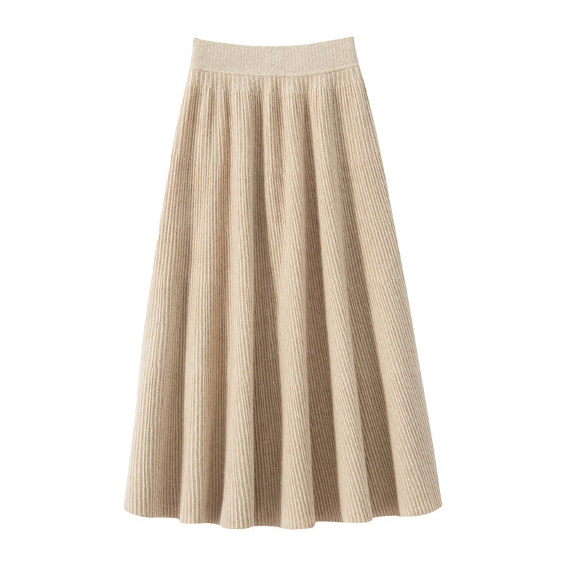 New autumn and winter cashmere skirt women's knitted warm umbrella skirt