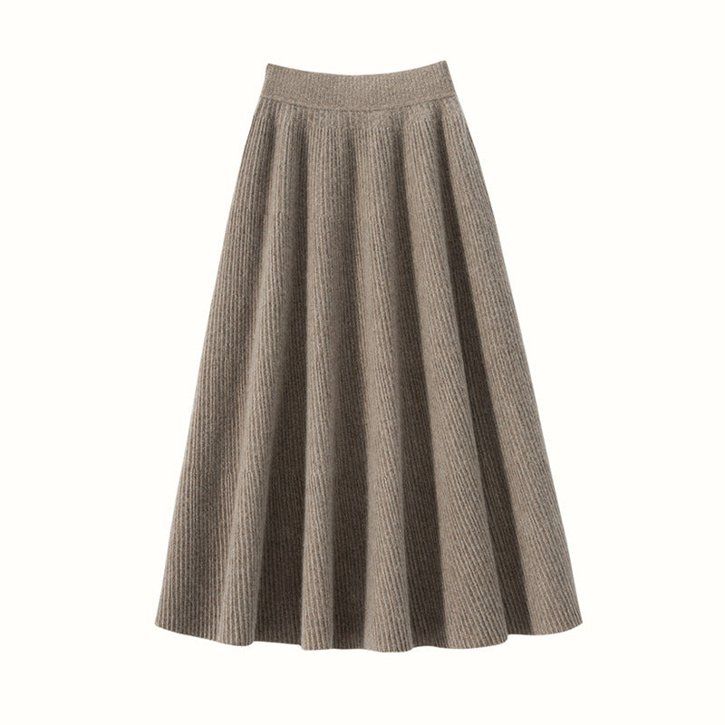 New autumn and winter cashmere skirt women's knitted warm umbrella skirt