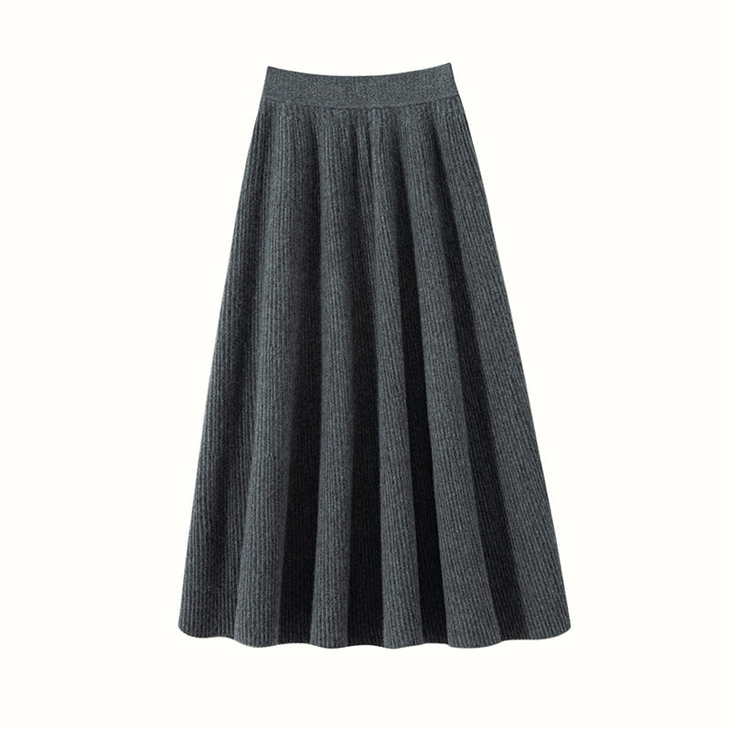 New autumn and winter cashmere skirt women's knitted warm umbrella skirt