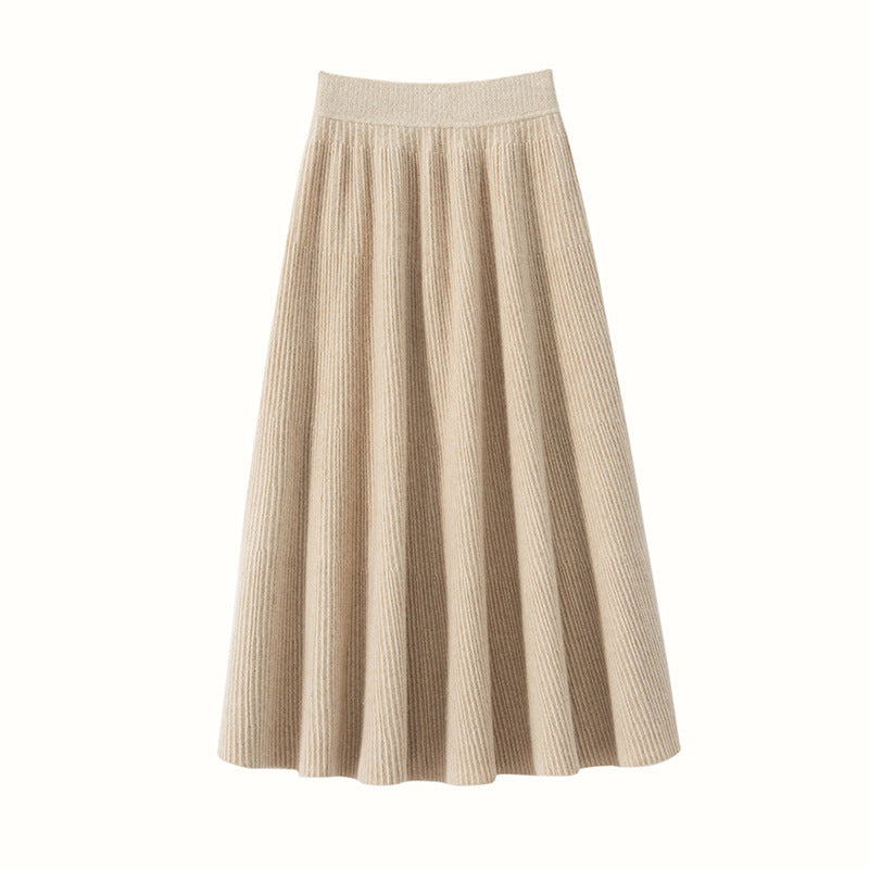 New autumn and winter cashmere skirt women's knitted warm umbrella skirt