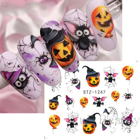 Halloween Skeleton Maple Leaf Russian Nail Stickers